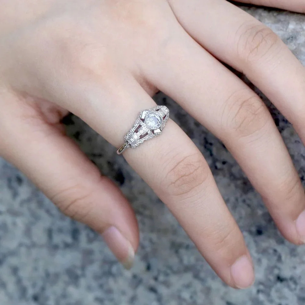 ▶Silver Plated Wedding engagement  Ring for Women, F115 - Picture 5 of 6